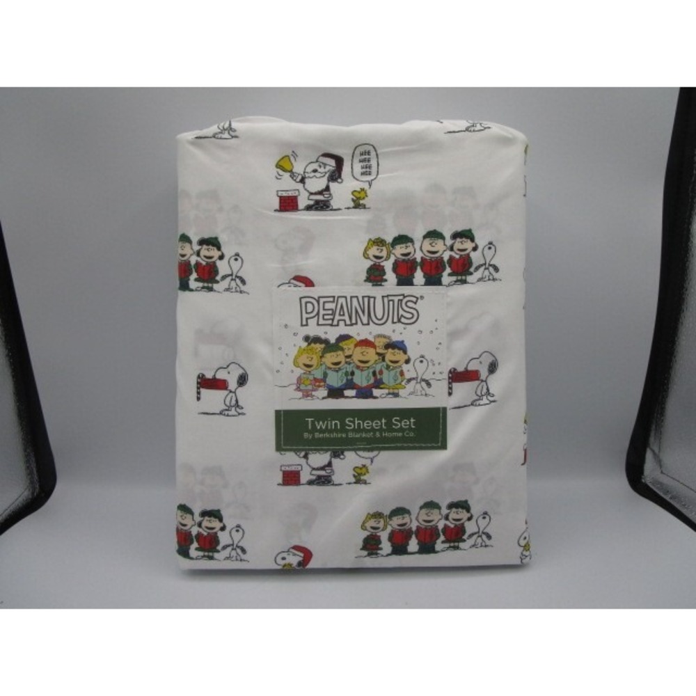 Peanuts Christmas White Twin Sheet Set By Berkshire Snoopy Woodstock Caroling